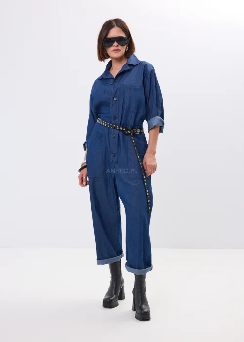 Kombinezon Jeansowy Albrent Ciemny Denim 