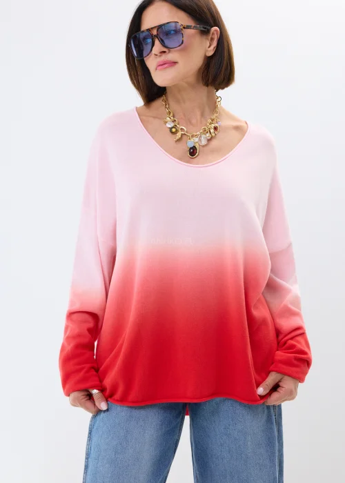 Cienki Sweter Sunfade Blush Różowo-Czerwony 