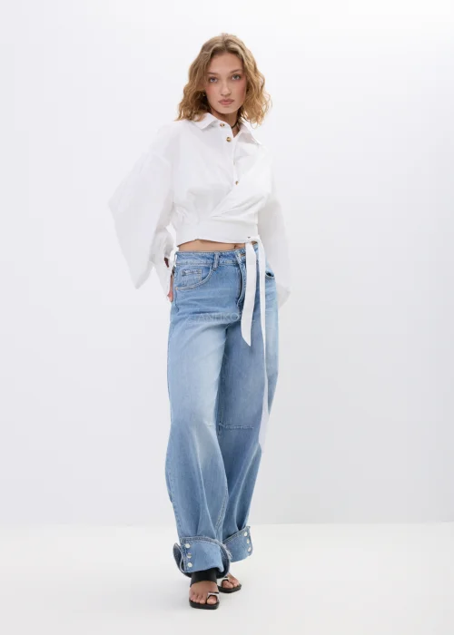 Jeansy Orbit Denim z Zatrzaskami Na Dole Nogawki 