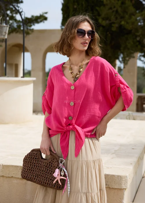 Bluzka Lniana Werolon Magenta 