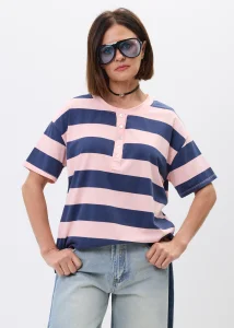 Bluzka Polo Marine Sorbet Różowo-Granatowa 