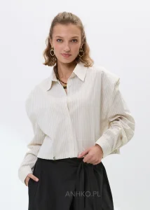 Koszula Crop Shirt W Paski Kremowa