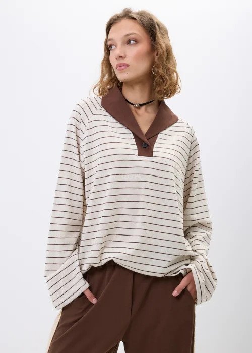 Bluzka Polo Rosalie Lines Beżowa 