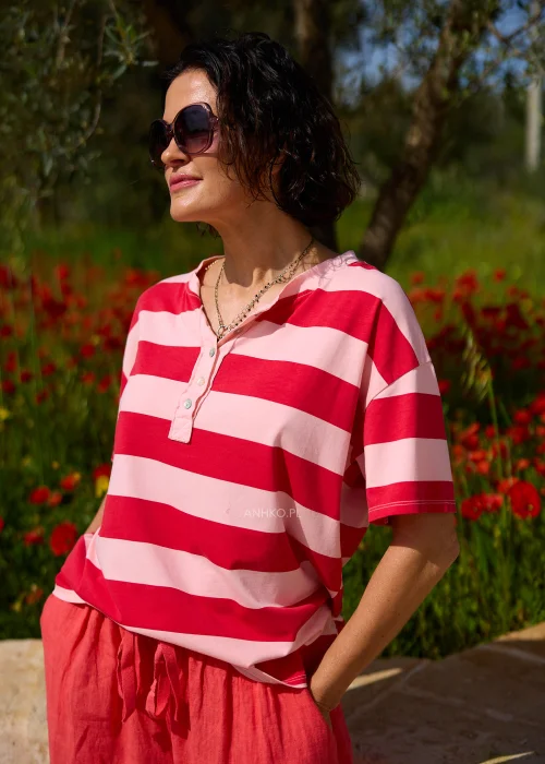 Bluzka Polo Marine Sorbet Różowo-Czerwona
