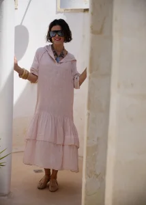Sukienka Lniana Blush Haven Pudrowo Różowa 