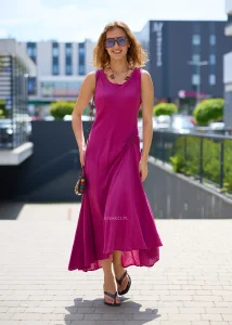 Sukienka Lniana Esert Purpurowa 