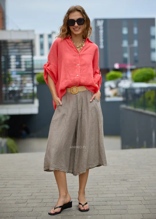Spodenki Lniane Zenora Taupe 