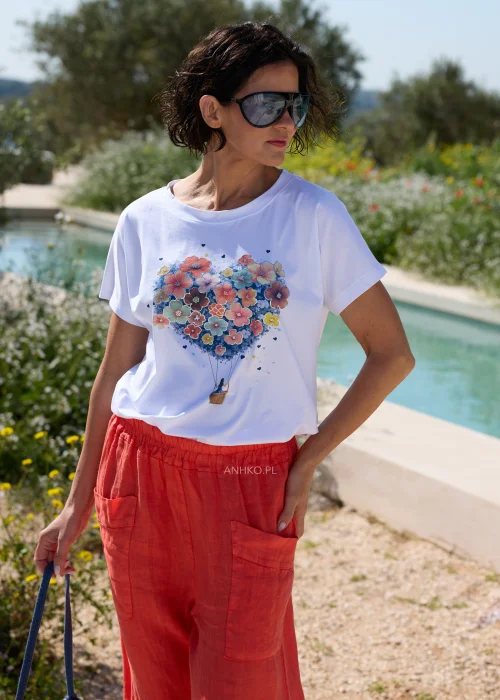 Bluzka Fashion Floral Balloon Biała