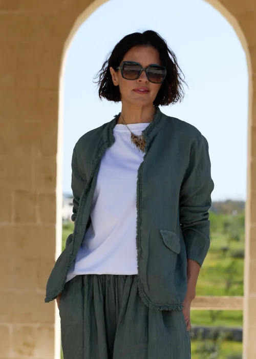 Marynarka Lniana Blu Frin Khaki 