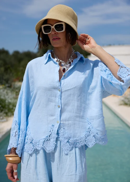 Koszula Lniana Coronka Baby Blue 