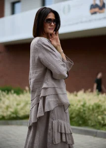 Bluzka Lniana Revoll Taupe 