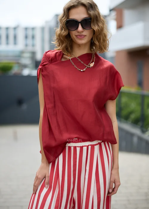 Bluzka Tie Flow Bordowa