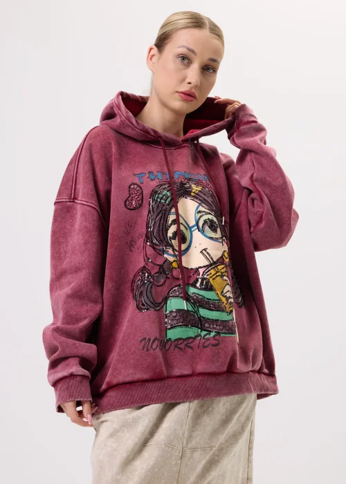 Bordowa-bluza-damska-Artemis-Art-z-kapturem-i-artystycznym-nadrukiem-z-dekoracyjnymi-cekinami,-luzny-fason,-styl-casual 1.jpg