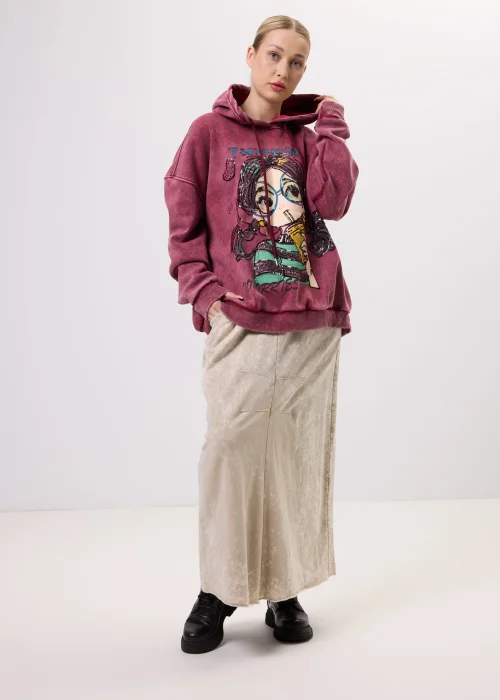 Bordowa-bluza-damska-Artemis-Art-z-kapturem-i-artystycznym-nadrukiem-z-dekoracyjnymi-cekinami,-luzny-fason,-styl-casual 3.jpg