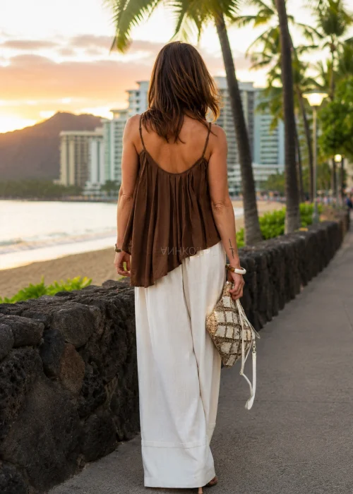 BluzkaTop-Summer-Call-Brazowa