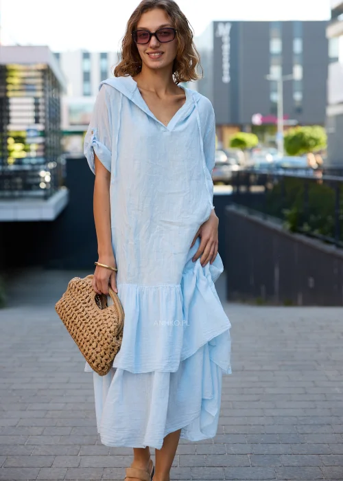 Sukienka Lniana Blush Haven Baby Blue 