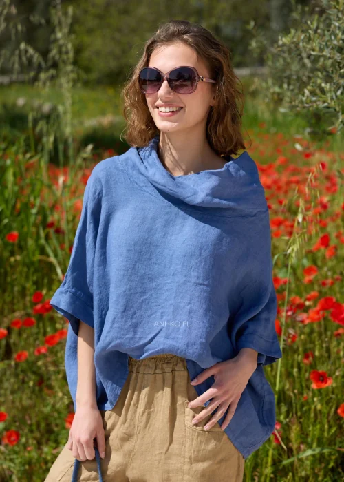 Bluzka Lniana Aveline Cloud Granatowa