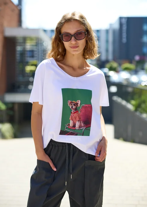 Bluzka Chic Dog York Green Biała