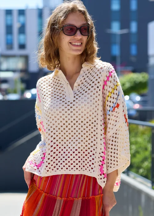 Sweter Crochet Ecru 